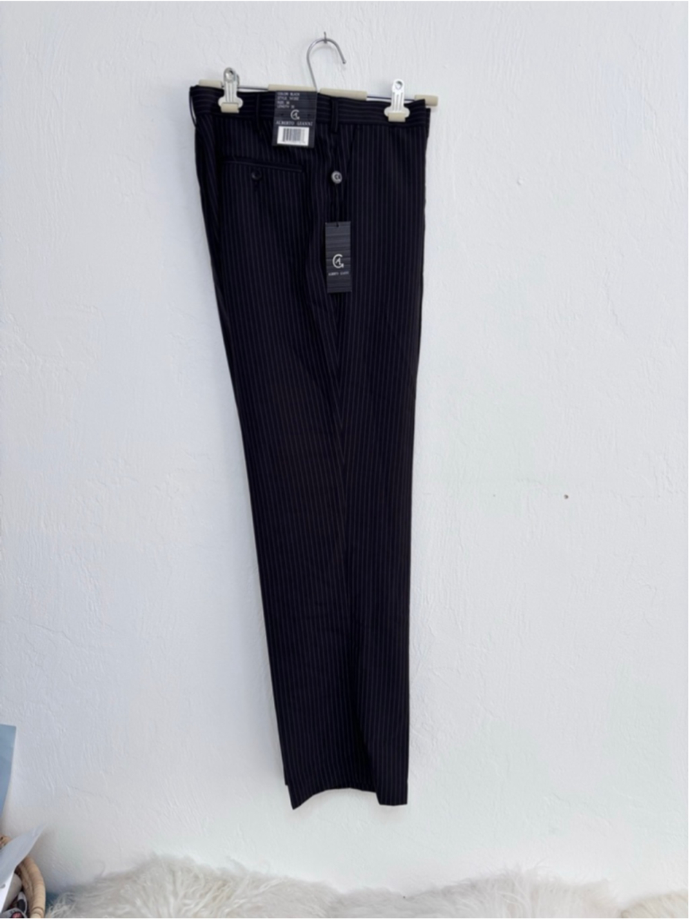Men's Alberto Gianni Black Pinstripe Dress Pants Waist 36